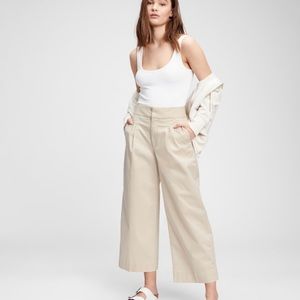 High Rise Wide Leg Khaki Pants with Washwell